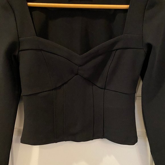 Abercrombie & Fitch long-sleeved black corset top in size S - Picture 2 of 4
